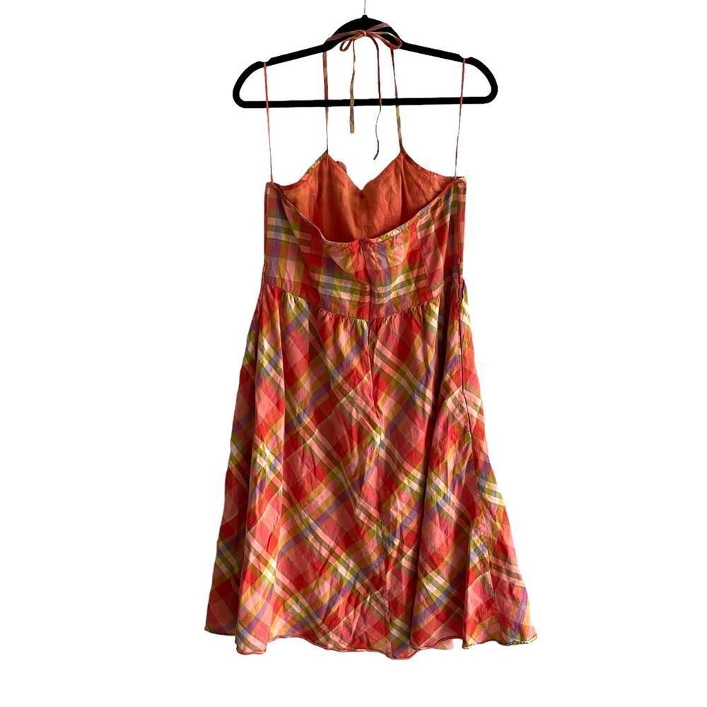 ISAAC MIZRAHI Cotton Plaid Halter Sleeveless Midi Flare Dress 10 - Picture 3 of 5